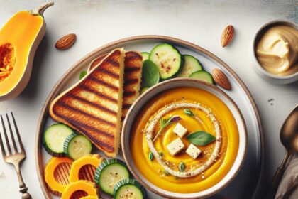 Velvety Keto Butternut Squash Soup & Vegan Grilled Cheese