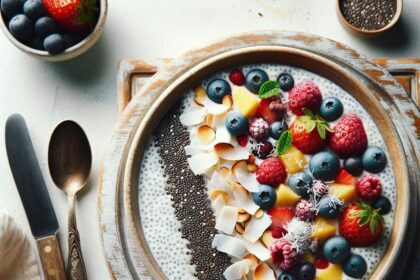 Tropical Bliss: Creamy Chia Pudding with Coconut & Berries