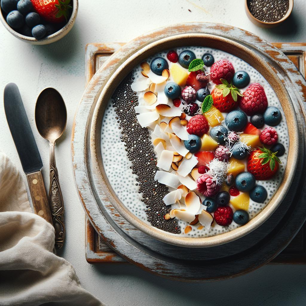 Tropical Bliss: Creamy Chia Pudding with Coconut & Berries