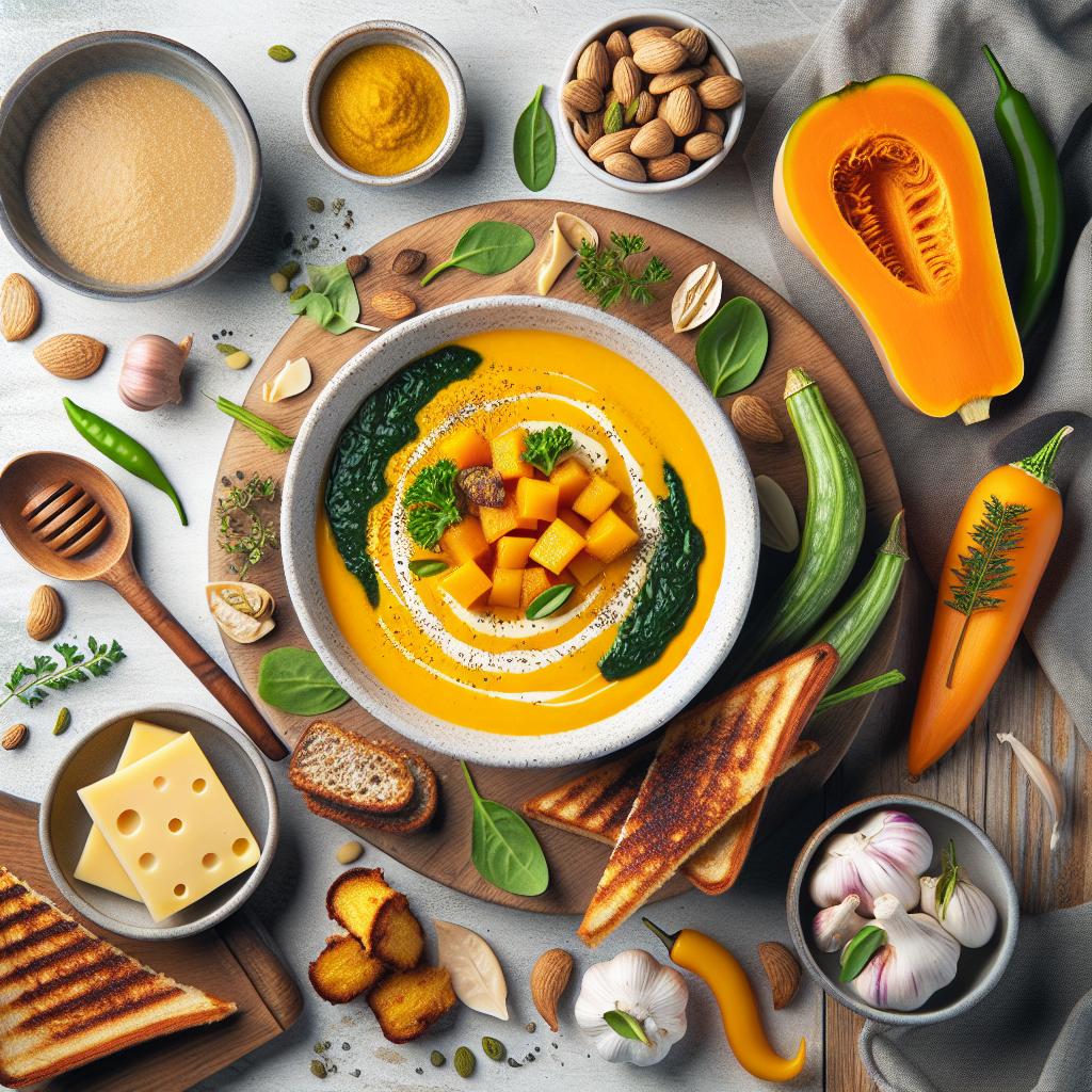 Silky Keto Butternut Squash Soup & Vegan Grilled Cheese