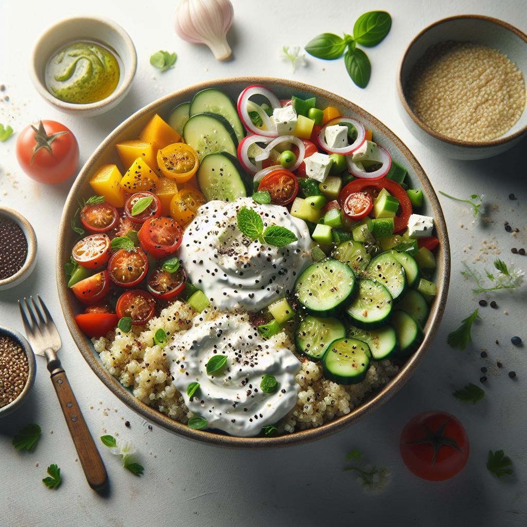 Bright Bites: Greek Quinoa Bowls with Creamy Tzatziki