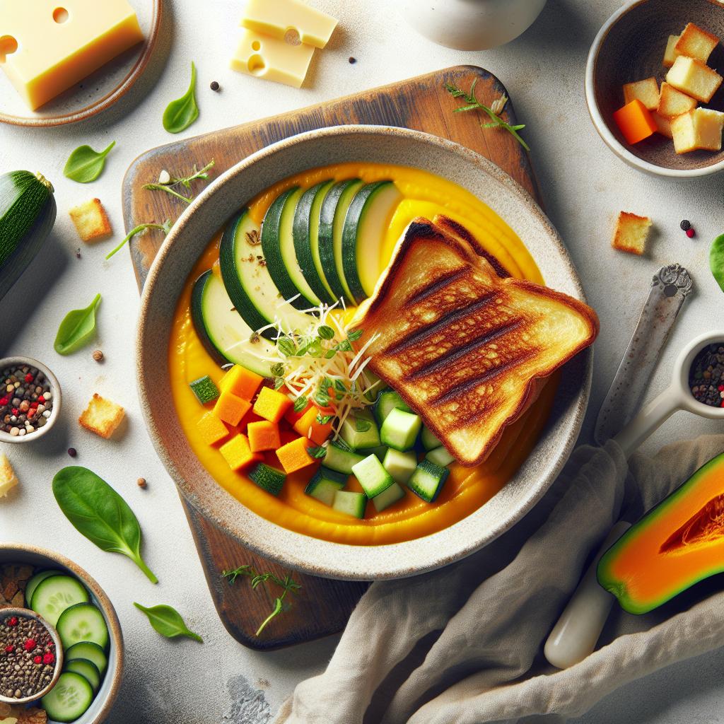 Velvety Keto Butternut Squash Soup & Vegan Grilled Cheese
