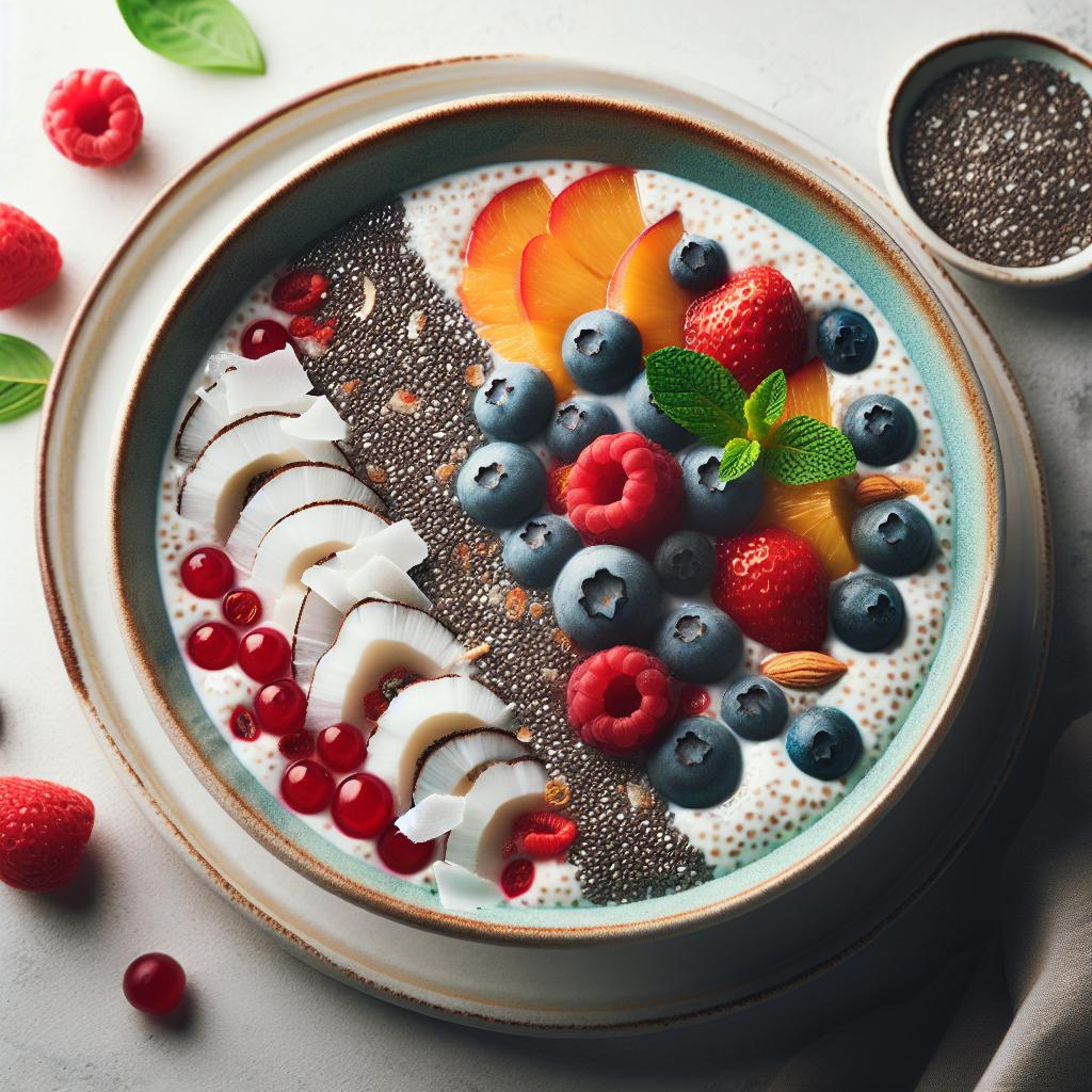 Tropical Bliss: Creamy Chia Pudding with Coconut & Berries