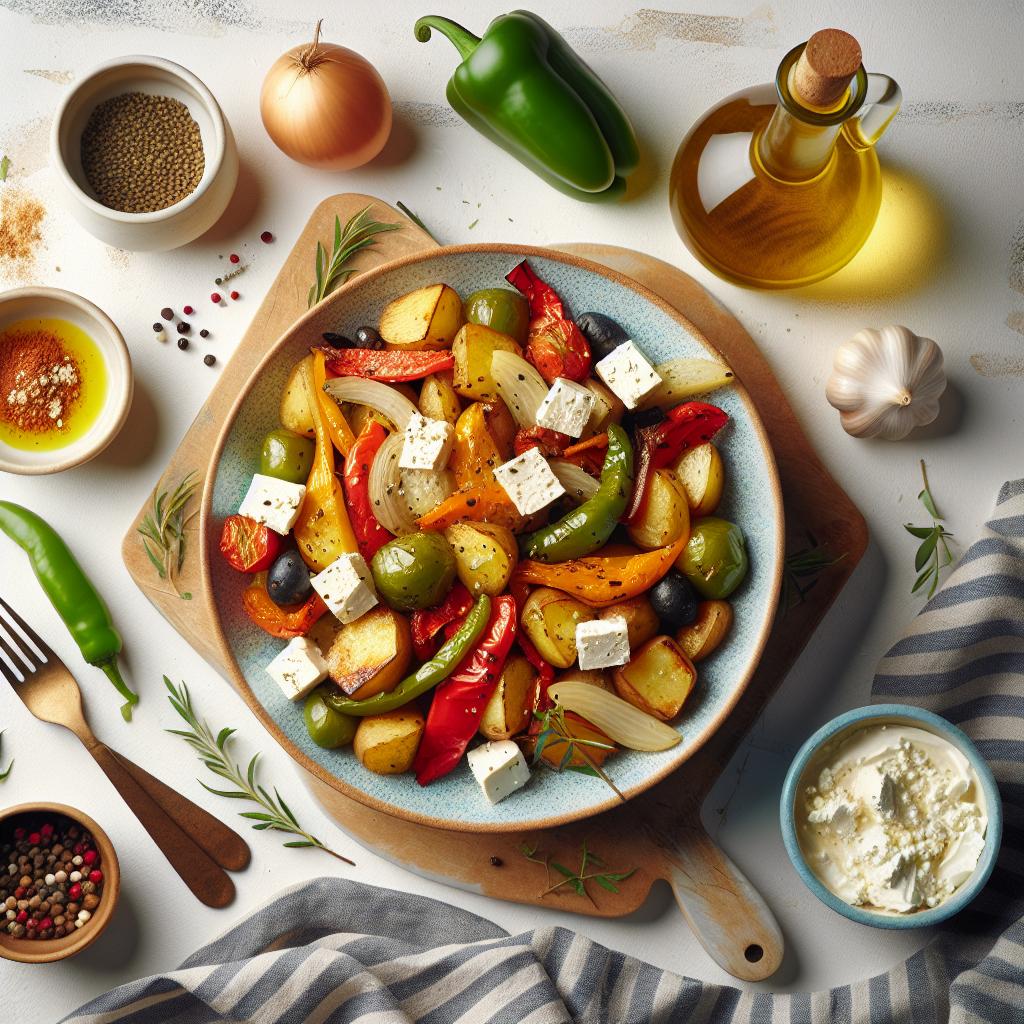 Mediterranean Magic: Greek Roasted Potatoes with Peppers & Feta