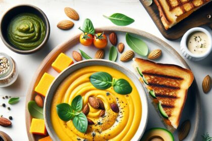 Silky Keto Butternut Squash Soup & Vegan Grilled Cheese