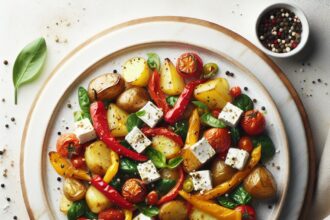 Mediterranean Magic: Greek Roasted Potatoes with Peppers & Feta