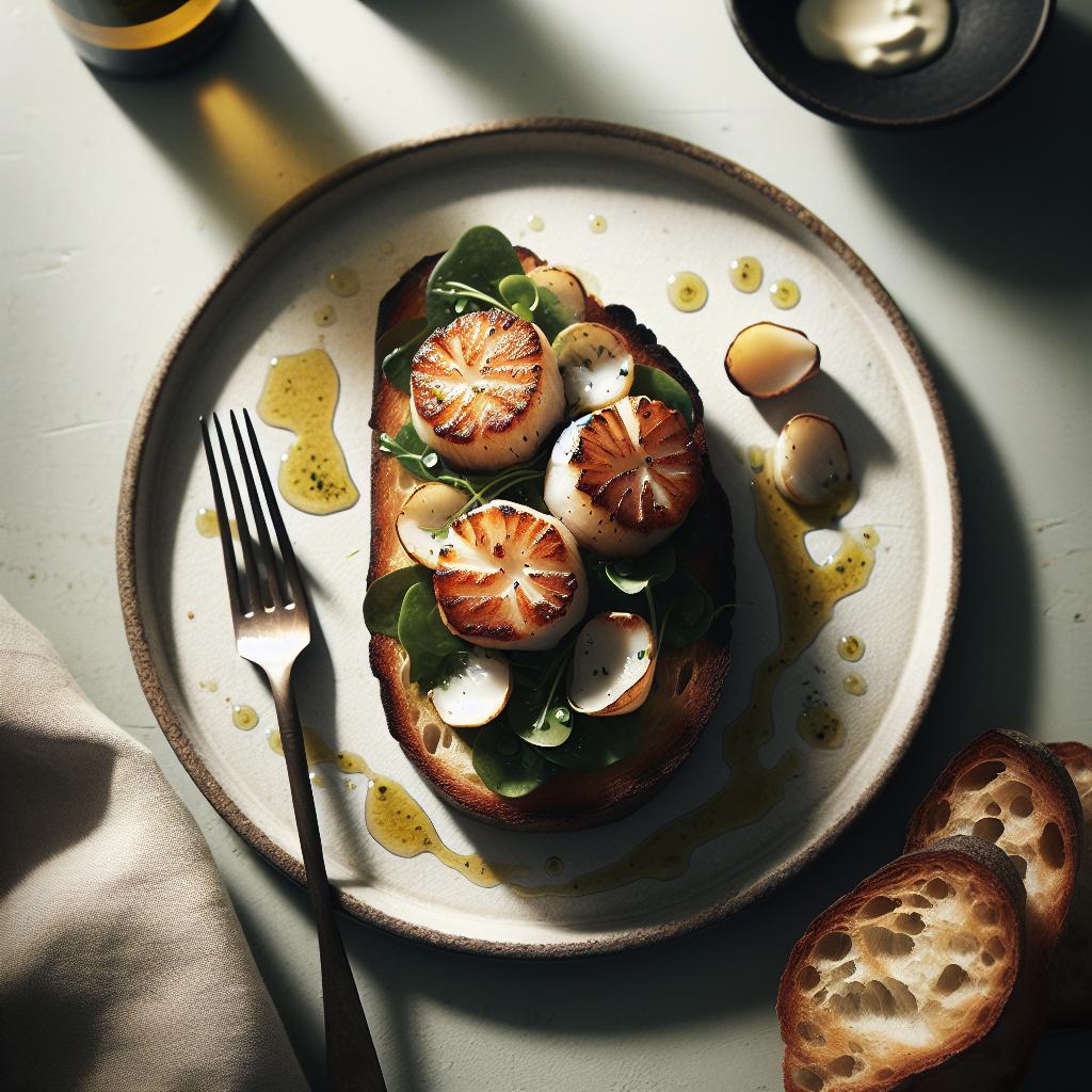 Seared Scallops on Artisan Bread: A Flavorful Delight