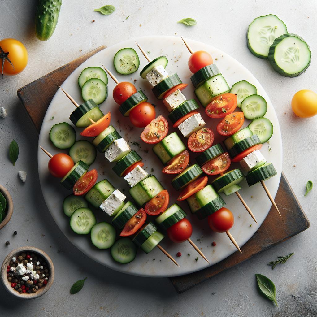 Fresh & Flavorful: Cucumber Tomato Feta Skewers Recipe