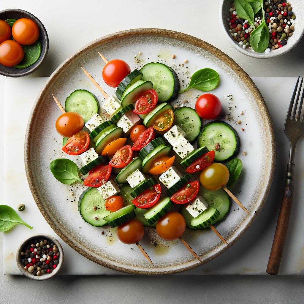 Fresh & Flavorful: Cucumber Tomato Feta Skewers Recipe