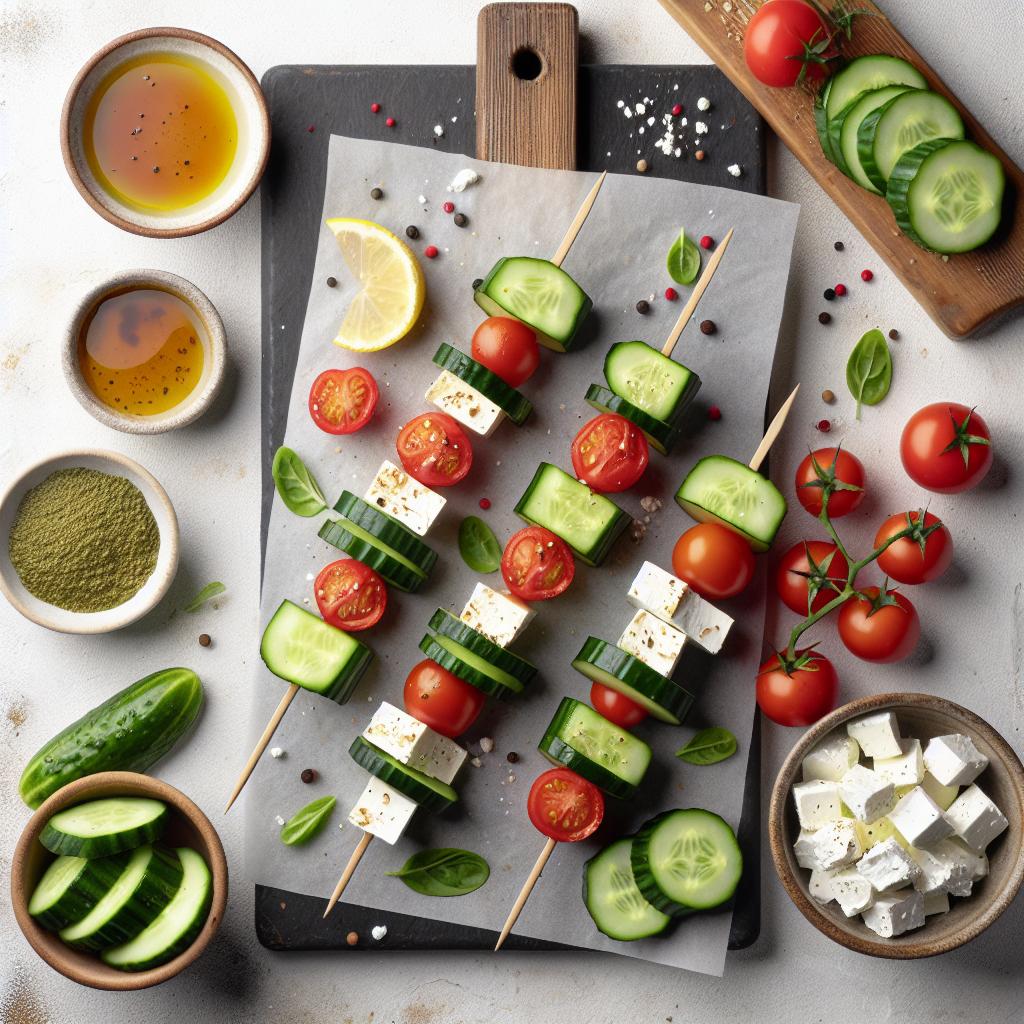 Fresh & Flavorful Cucumber Tomato Feta Skewers Recipe